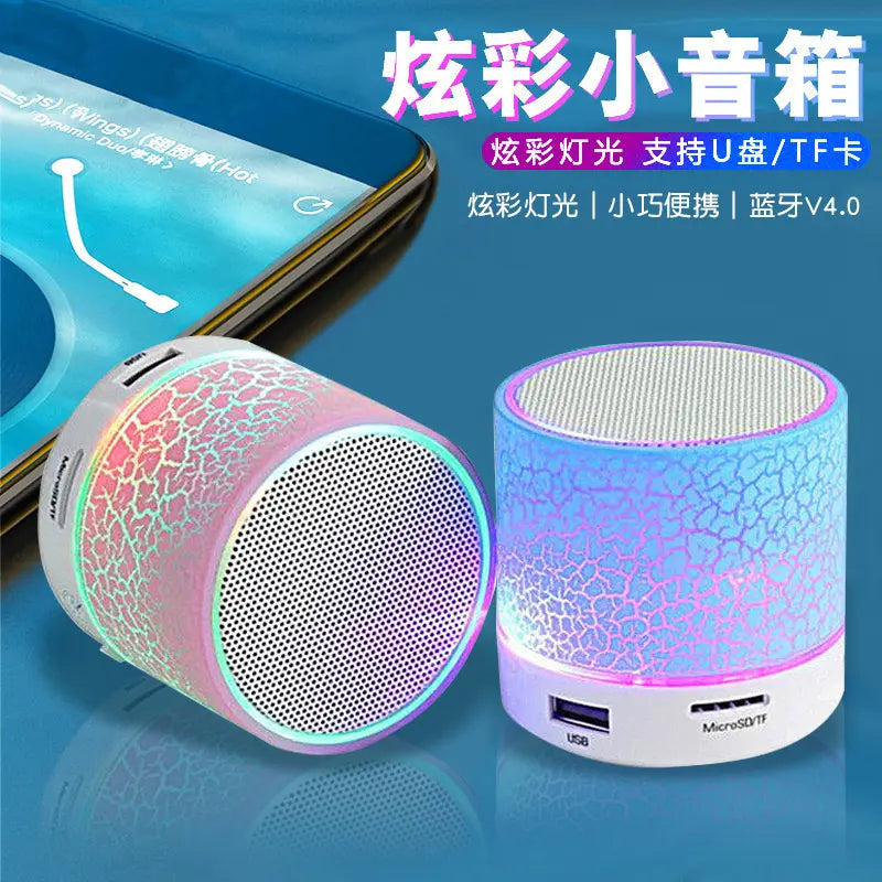 金属无线音响迷你蓝牙音响便携式户外小钢炮重低音效蓝牙音响磨 大裂纹音箱-黑色