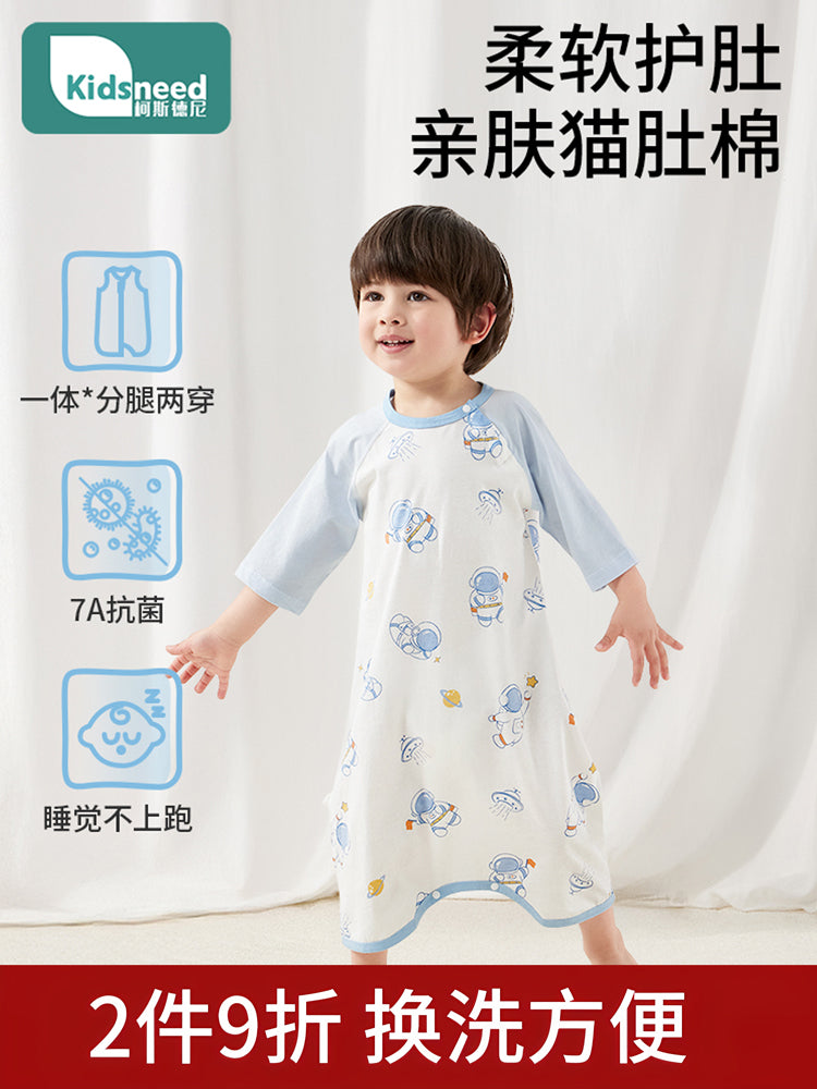宝宝睡衣纯棉a类夏季薄款连体男女童小月龄睡袋婴幼儿四季通用