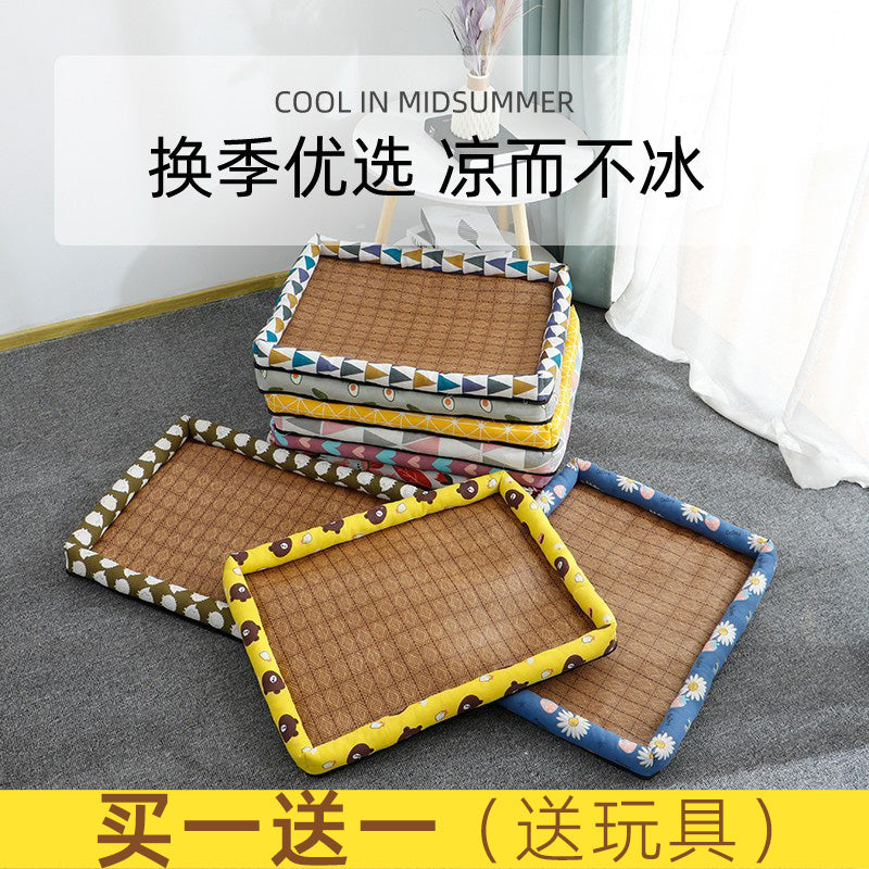 狗窝猫窝夏天凉席狗狗窝宠物用品泰迪小型中型犬狗床垫子四季通用 S-小型40*30【建议5斤内】 2025夏日新升级-加厚凉席窝【蓝鲸鱼】送玩具