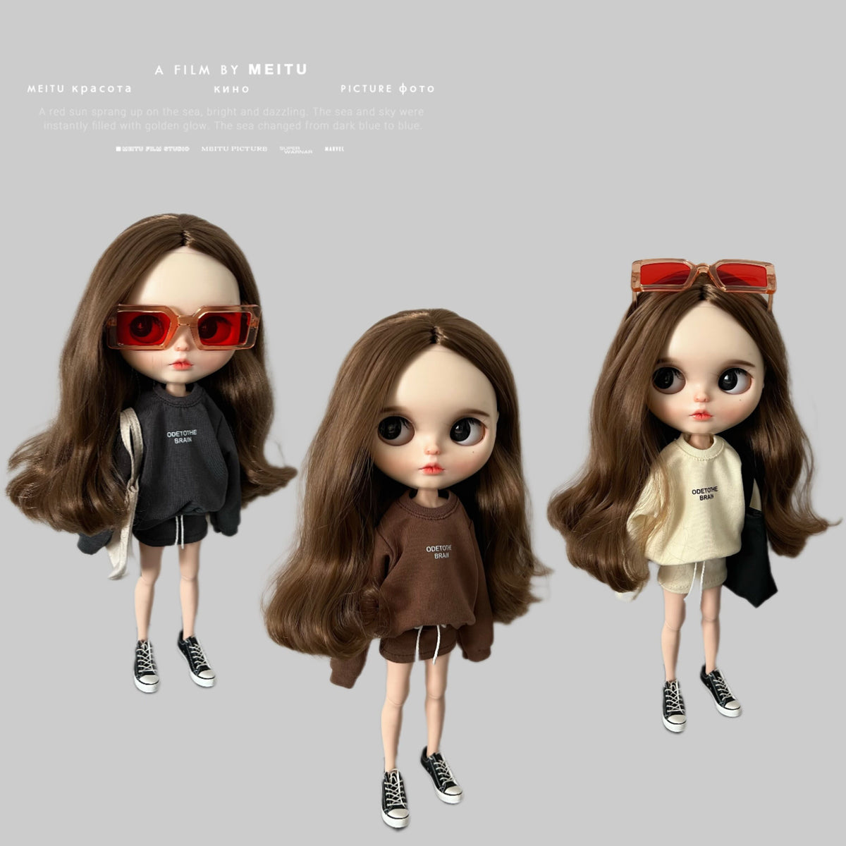 blythe小布娃娃ob24 27 ymy22 19关节azone素体pp fr娃衣卫衣套装 棕色卫衣套装 blythe及相近尺寸通用