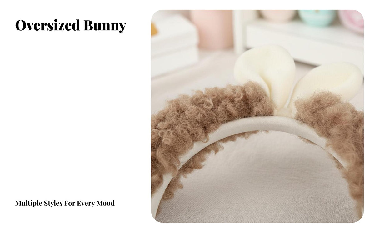 Large Hare Ears Hair Hoop Cute Design Cuddly Hare Ears Hairband Soft & Comfortable Hare Ear Headband for Women, Adults, Cosplay, Easter, Parties