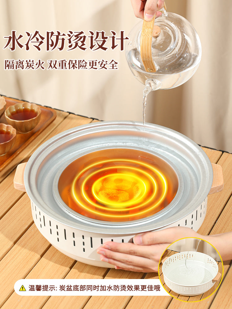 围炉煮茶烤火炉套装烧烤炉子户外炭火烤肉炉围聚电炉器具全套家用 【茶话】1200ML铸铁提壶