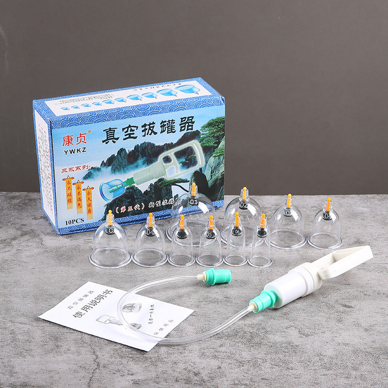 Kangzhen Vacuum Cupping Set 10 Cups for Home Use and Gifting, Semi-Thickened Cups