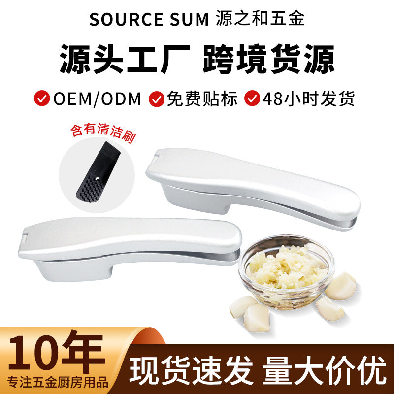 Multifunctional Garlic Press and Slicer 2-in-1 Manual Garlic Chopper Mincer Crusher Kitchen Tool