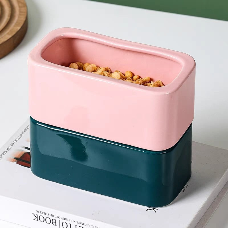 Anti-Bite Ceramic Bird Feeder Cup Parrot Food Box Splash-Proof Feeding Bowl Water Basin for Bird Cage