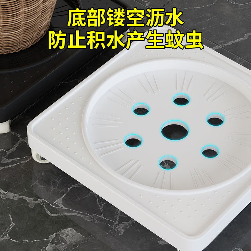 Mobile Plant Pot Tray with Wheels, Silent Invisible Universal Wheels, Thickened Plastic Water Storage Multi-sided Drip Tray