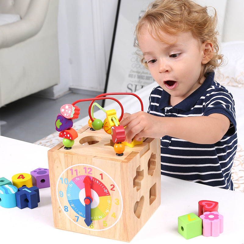 Wooden Activity Cube 8-in-1 Montessori Toy for 1 Year Old Birthday Gift, Baby Toy Set