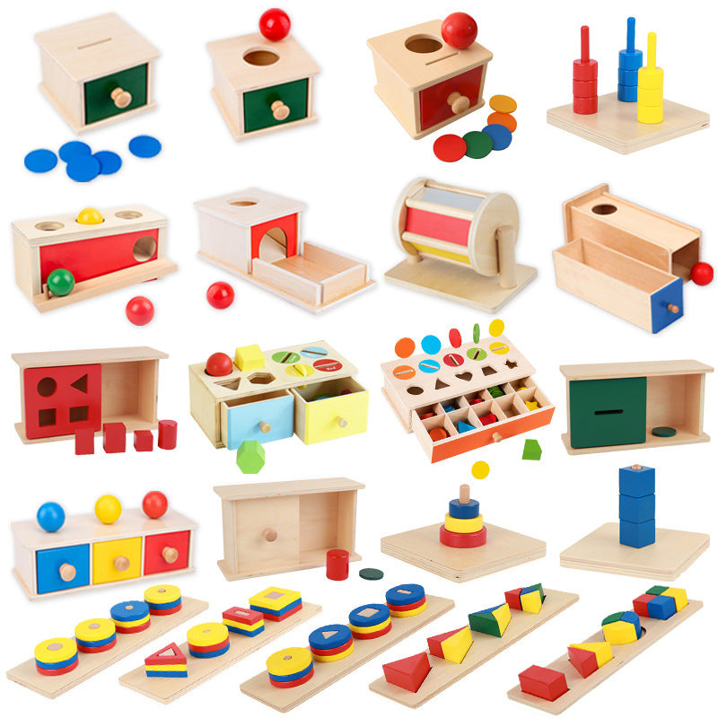 Montessori Wooden Educational Toy for Toddlers 1-3 Years Old - Early Learning Puzzle Box with Coin Drop and Drawer Game