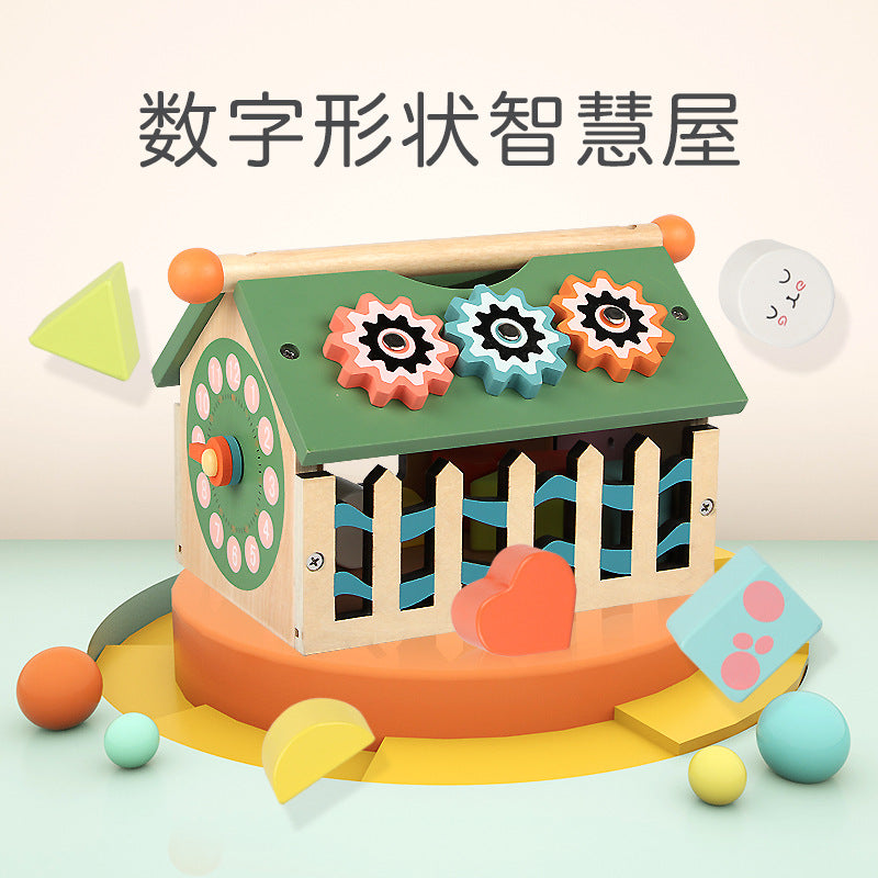 Wooden Kids Geometric Shape Sorting House Toy - Educational Intelligence Box for Babies and Toddlers