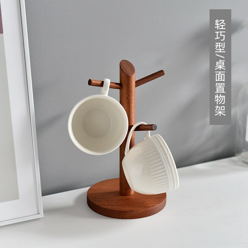 Solid Wood Mug Holder Rack Kitchen Cup Storage Organizer Display Stand for Mugs, Keys, and Jewelry