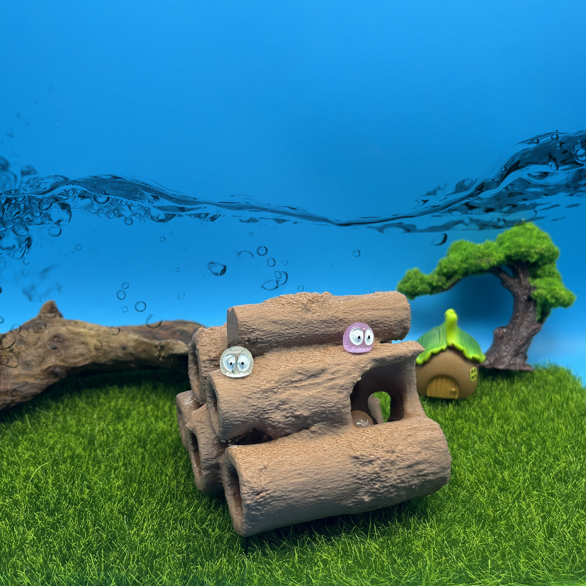 Aquarium Landscaping Non-Moldy Hiding House 3D Printed Eco-Friendly Safe Cave for Fish and Shrimp Breeding Decoration Tree Hole