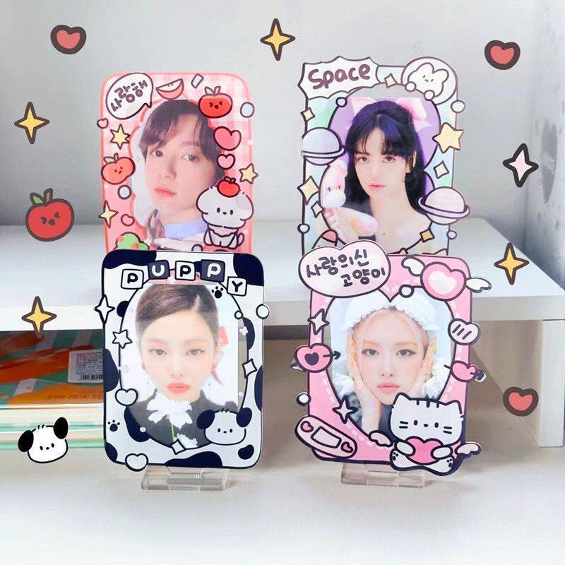 Acrylic Photo Frame Desktop Graffiti Style Cartoon Dog 3-inch Stand Magnetic Refrigerator Sticker Display Frame