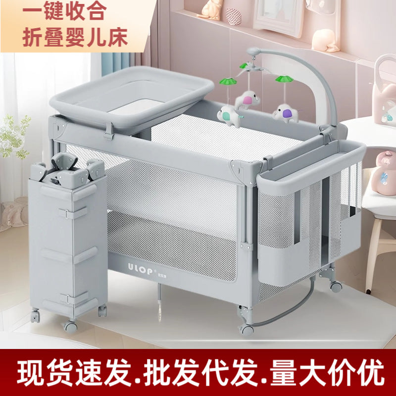 Youlebo Multi-functional Baby Travel Crib with Diaper Changing Table, Portable Newborn Bassinet, Bedside Sleeper
