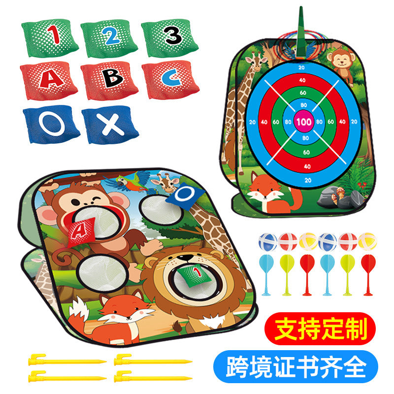 Foldable Bean Bag Toss Game 5-in-1 Dart Sticky Ball Fabric Target Kids Outdoor Toy
