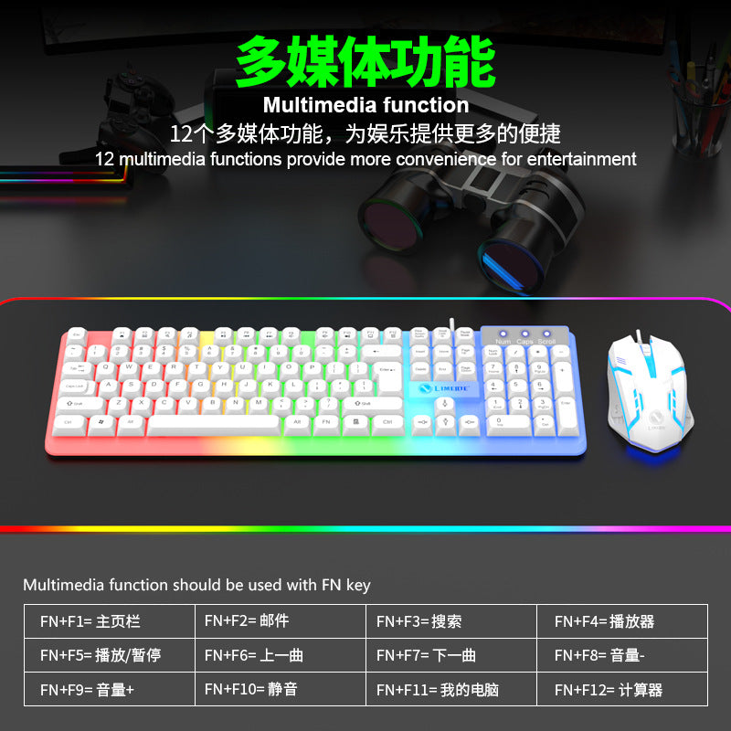 GTX350 Wired Backlit Keyboard and Mouse Combo Russian Arabic Luminous Mechanical Feel Gaming Computer Peripherals