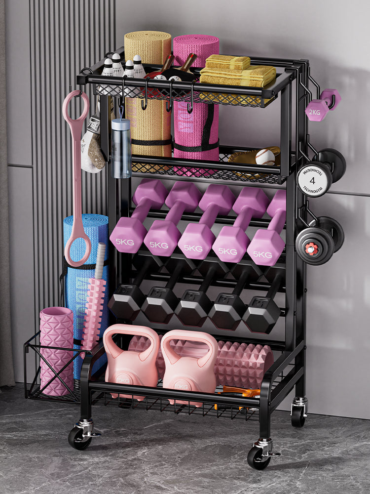 Fitness Equipment Storage Rack Dumbbell Yoga Mat Foam Roller Storage Basket Sports Organizer