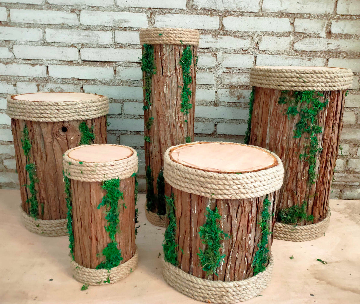 Moss Rope Wooden Stump Wedding Aisle Decor Simulation Hollow Wood Log Display Prop