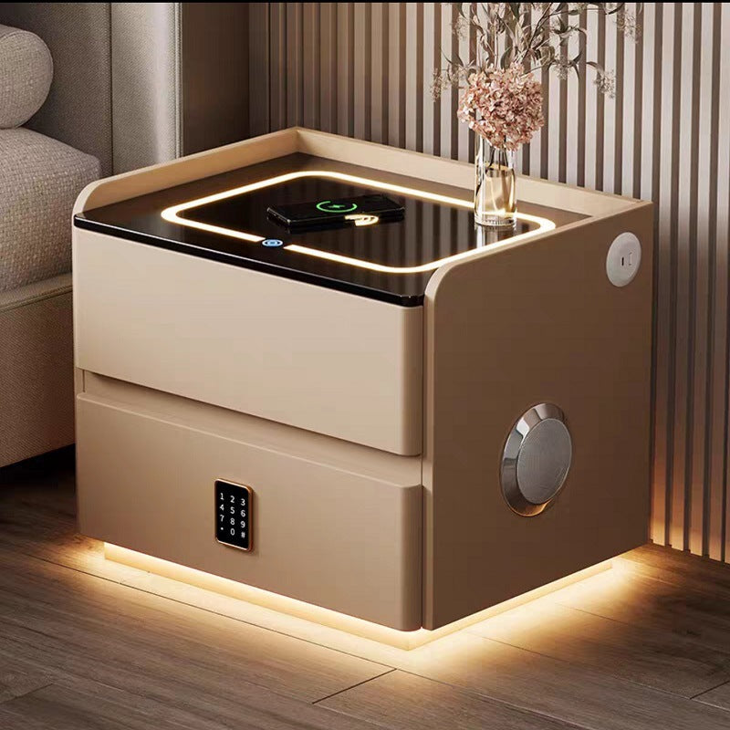 Smart Bedside Table Modern Minimalist Nightstand with Wireless Charging and Storage