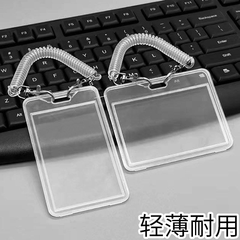 Transparent Lightweight ID Card Holder with Retractable Lanyard for Access Cards, Student IDs, Bus Cards, and Work Badges