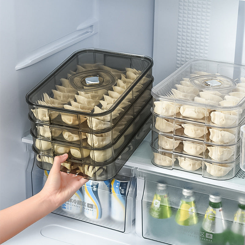Multi-layer Stackable Dumpling Storage Box with Lid, Wonton Fresh-keeping Container, Quick-freeze Dumpling Organizer for Refrigerator, Non-stick
