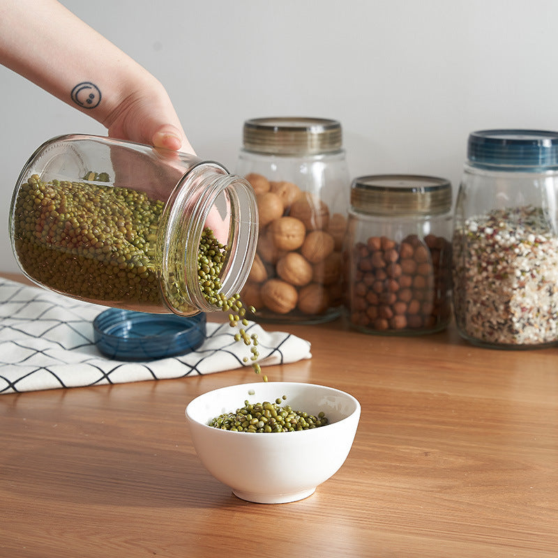 Square Glass Sealed Jar with Lid for Kitchen Food Storage - Multi-functional Cereal and Grain Container