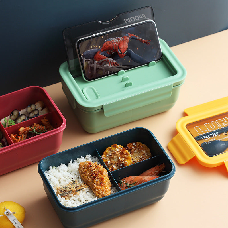 Portable Japanese-Style Lunch Box with Compartments for Microwave Use - 1400ML Food Container for Office Workers and Students