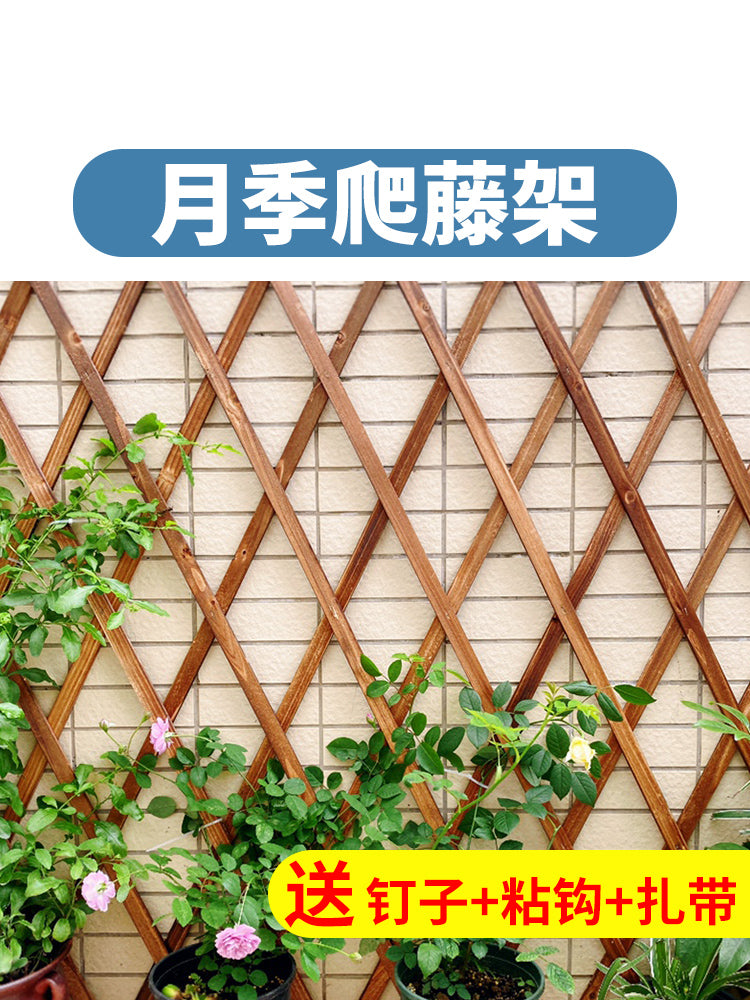 Treated Wood Trellis Wall-Mounted Rose Climbing Frame Balcony Vine Support Retractable Garden Grid Outdoor Bracket