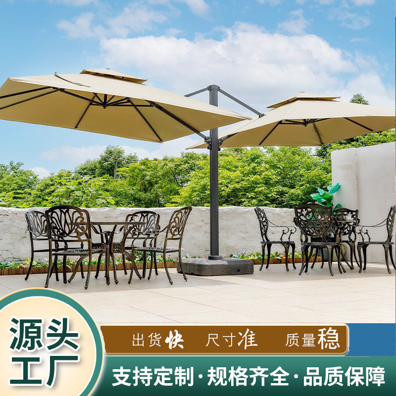 Outdoor Patio Umbrella Large Square Double-Headed Roman Umbrella for Villa Garden Day and Night Use Sunshade for Milk Tea Shop