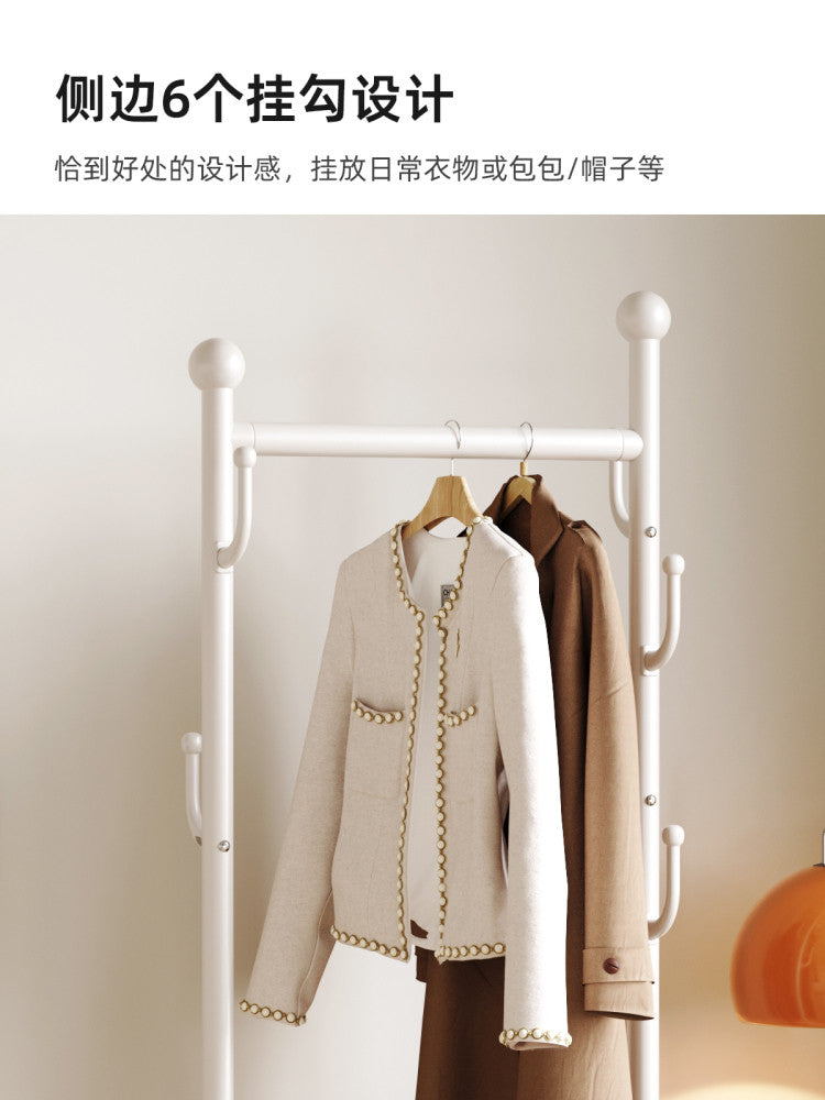 2026 New Floor-Standing Garment Rack for Bedroom, Movable Clothes Hanger with Storage Shelf, Space-Saving Design