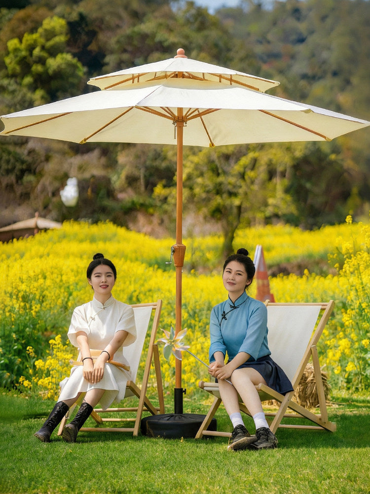 Outdoor Patio Umbrella with Tilt Function and Water/Sand Fillable Base for Garden, Market, and Camping