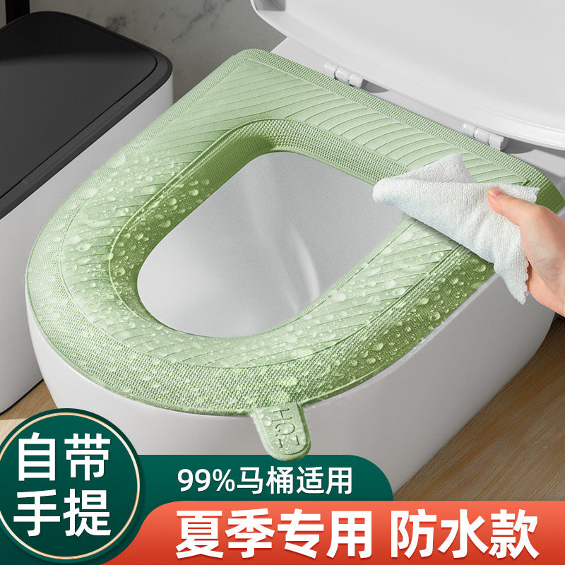 Waterproof EVA Toilet Seat Cover Washable All-Season Antibacterial Thickened Adhesive Ring