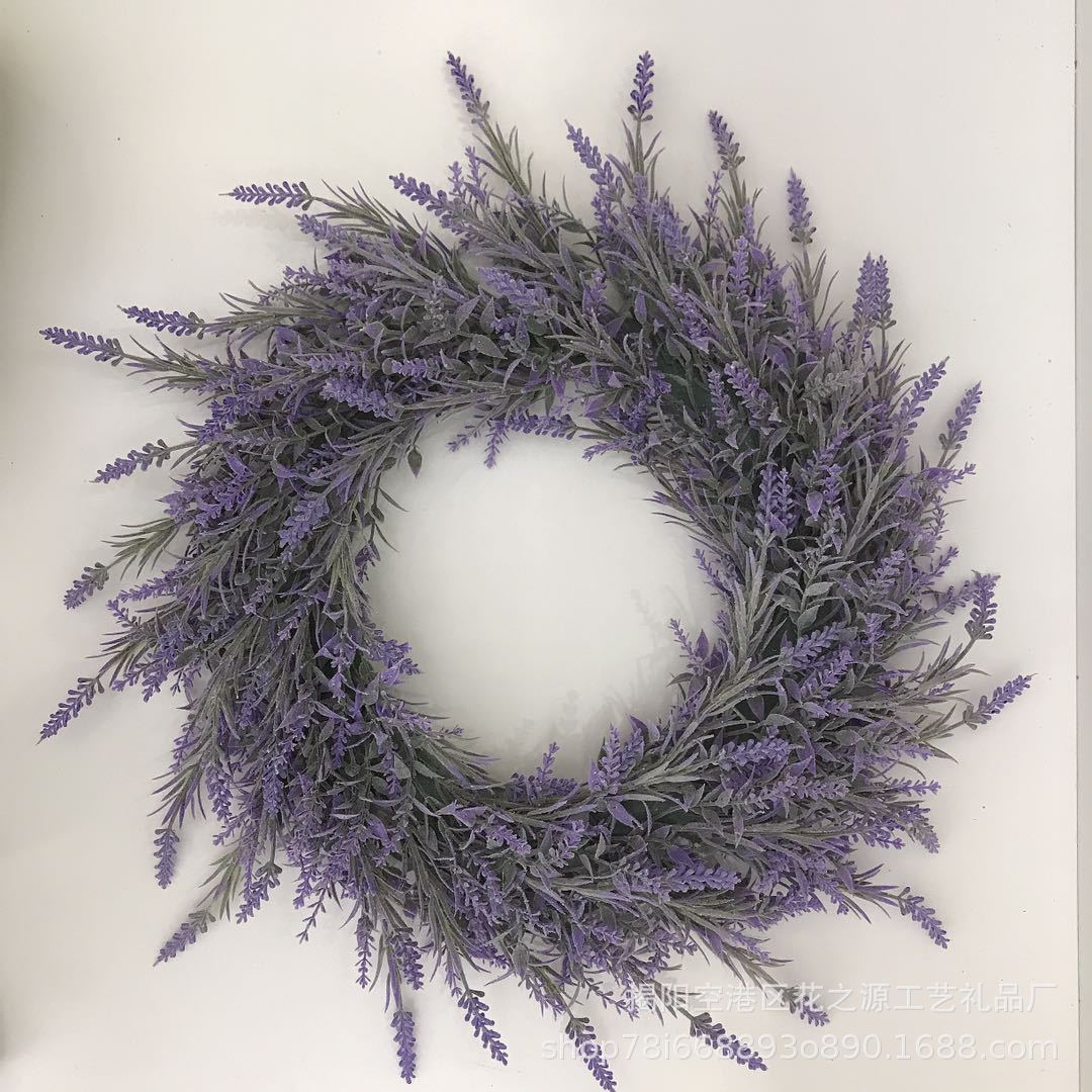 Artificial Lavender Wreath for Door & Wall Decor, American Pastoral Style