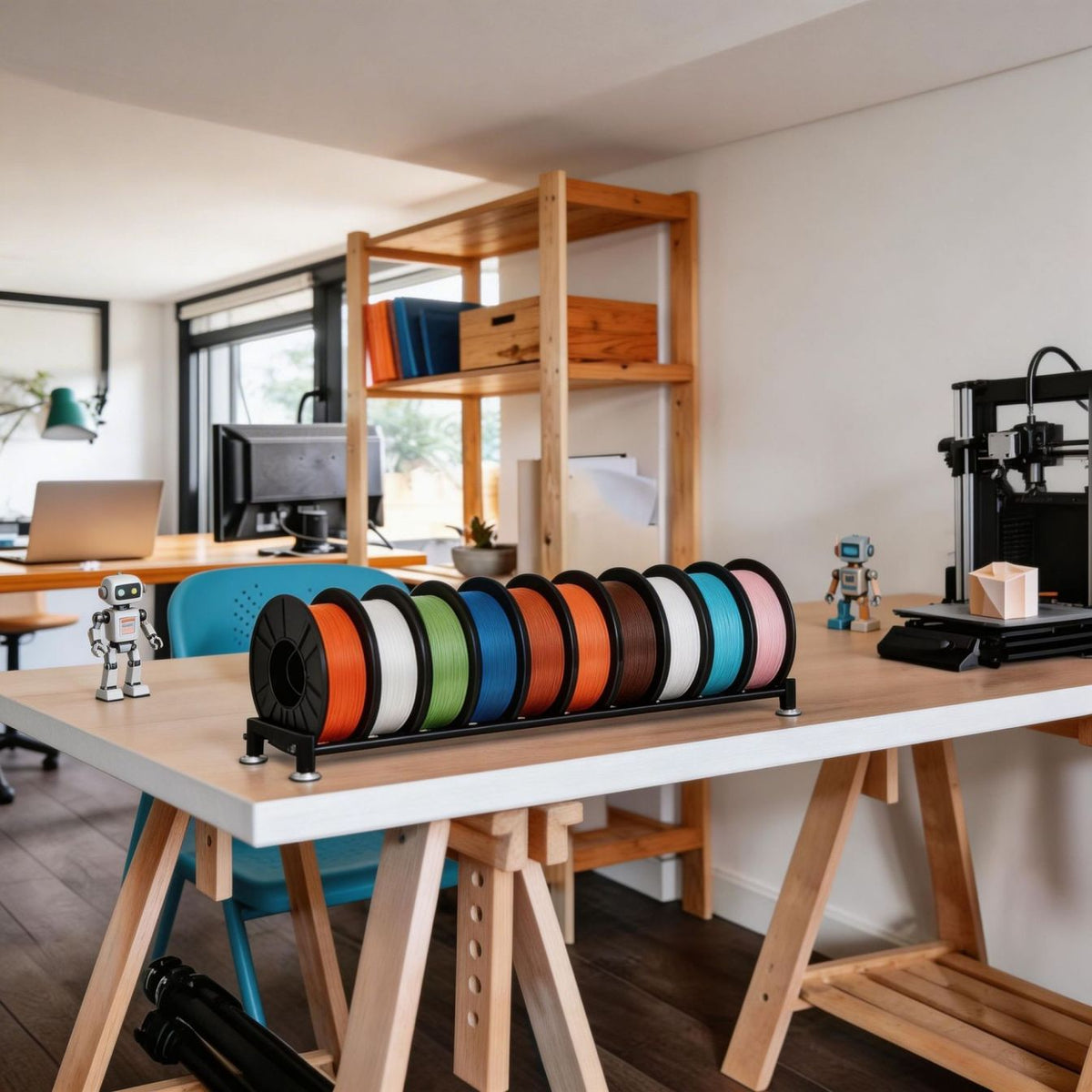 Rolling 10-Spool 3D Printer Filament Holder