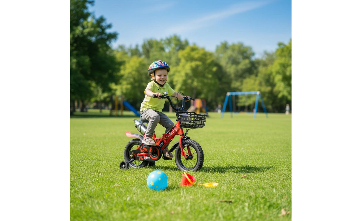 High Carbon Steel Frame Foldable Training Cycle Folding Kids Bike with Training Wheels Children's Pedal Bike with Basket for Boys
