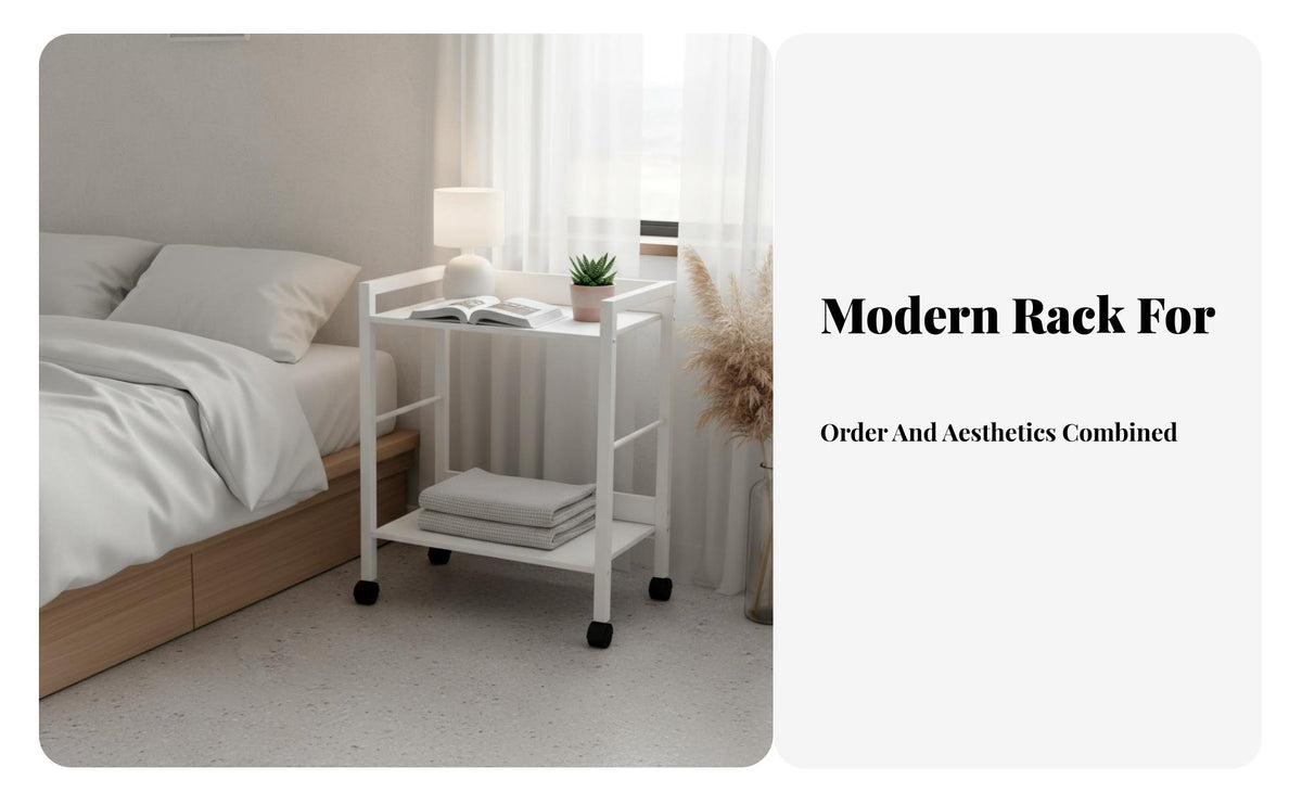 With Wheels Rolling Shelf Single Single-Tier Multi-Purpose 2-Tier Rolling Shelf Space-Saving Side Table Versatile for Homeowners, Apartment Dwellers, Office Workers, Living Room, Bedroom, Small Areas, Kitchen