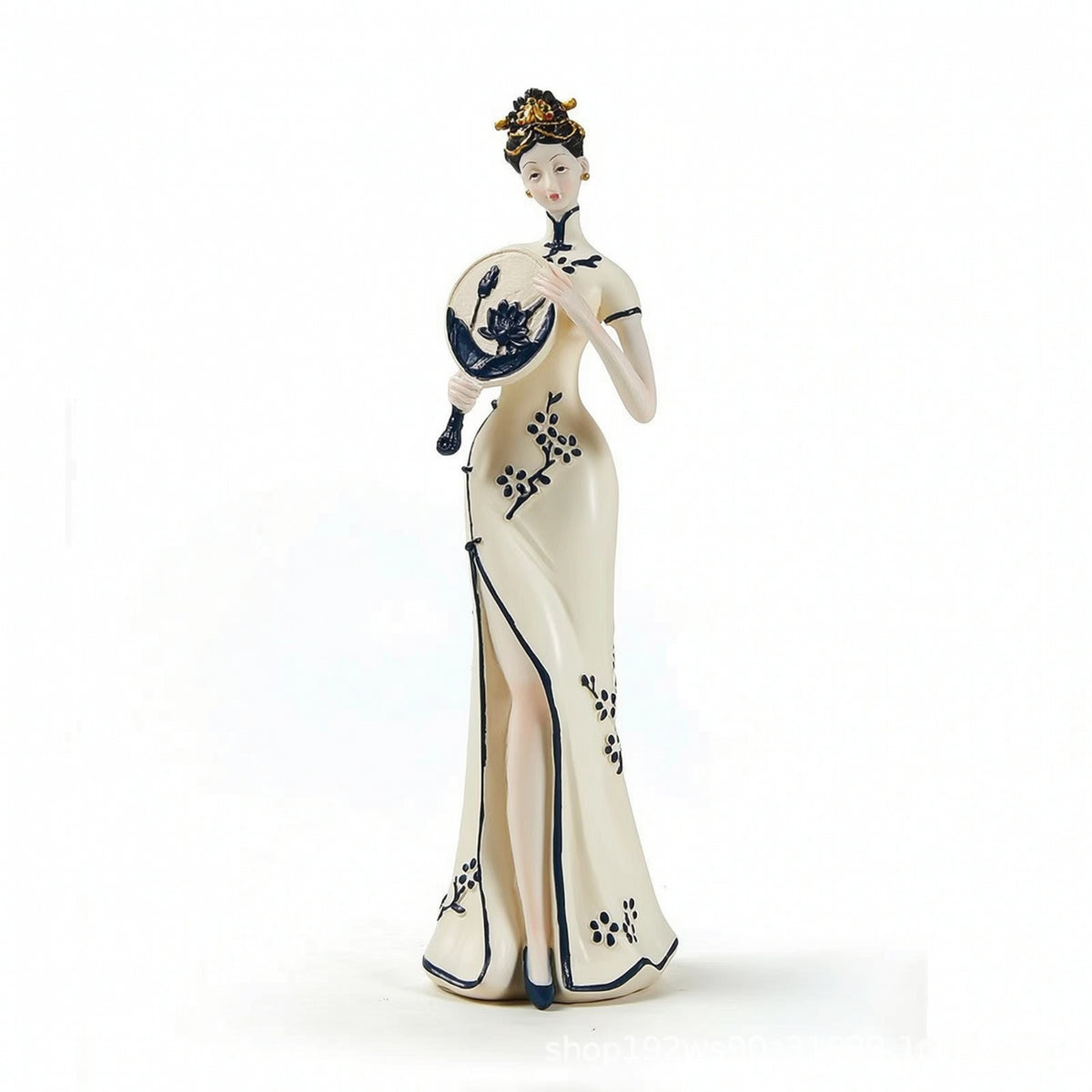 Chinese Lady Figurine Decorative Ceramic Lady Statue Slender Woman Sculpture for Entryway