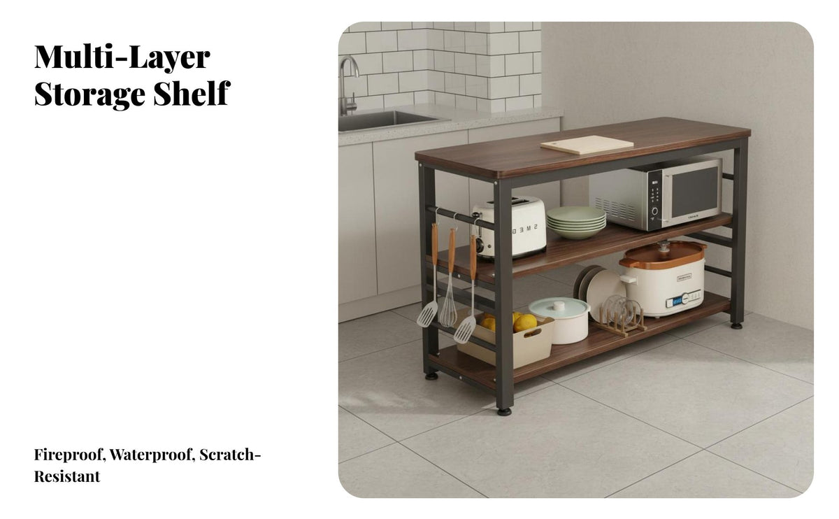 Multi-Layer Kitchen Rack Sturdy & Stable Kitchen Workstation Table Spacious Countertop Floor Standing Pastry Rack for Home Cooks, Homeowners, Pantry
