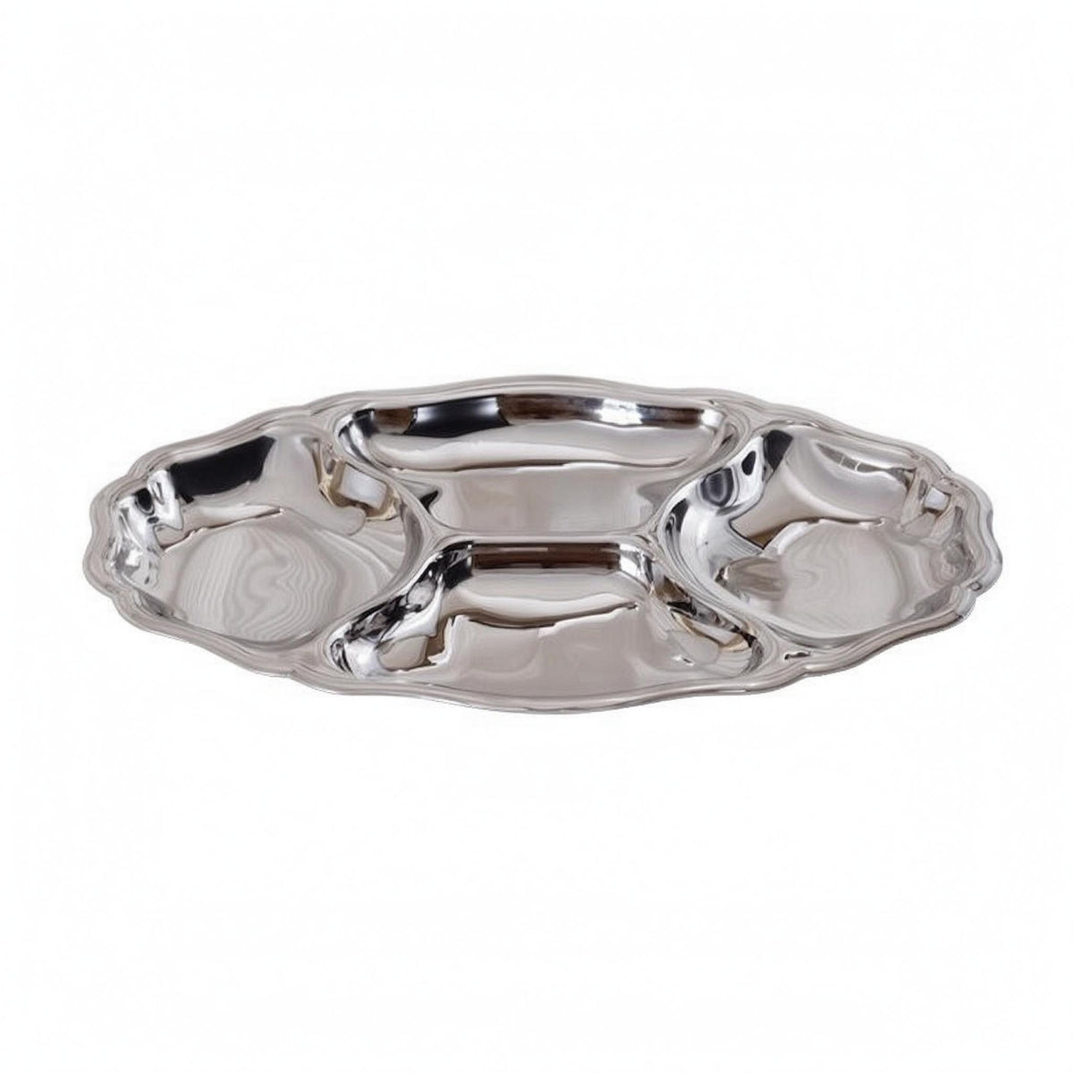 Divided Serving Plate Contoured Stainless Steel Serving Tray Rust Resistant Platter Dishware