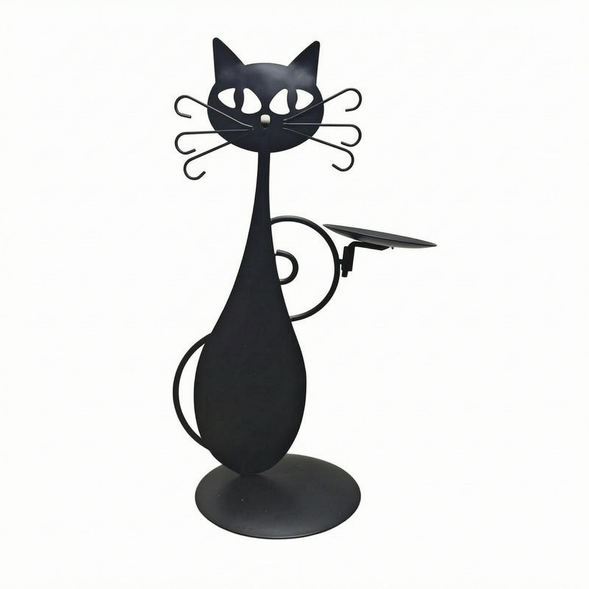 Feline Candlestick Minimalist Design Feline-Shaped Candle Holder Taper Candle Holder Sculptural Metal Craft Cutout Face