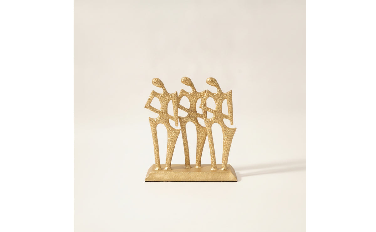 Character Ornament Gold Metal Sculpture Textured Decor for Homeowners