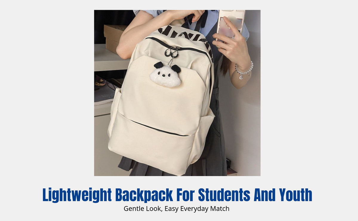 Minimalist Urban Backpack, Lightweight Nylon School Bag, Korean Style, Water-Resistant, Large Capacity, Unisex, for Students