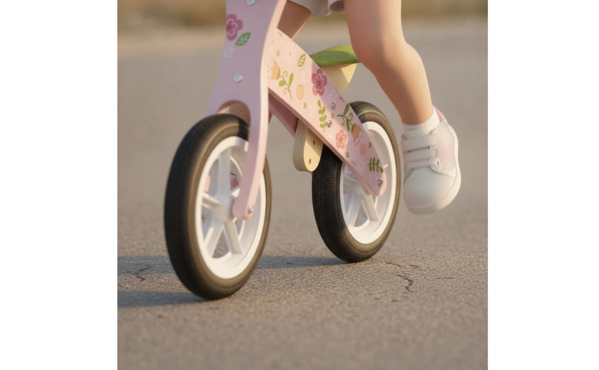 Wooden Balance Bike Low Low-Step Wooden Learning Bike Compact Balance Toy for Young Children, Kids, Park, Backyard