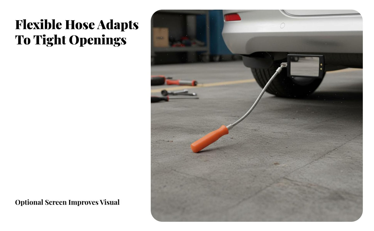 Inspection Mirror Folding Design Extendable Lighted Mirror Versatile Hand Tool for Mechanics, Hard-to-Reach Areas, Machine Maintenance