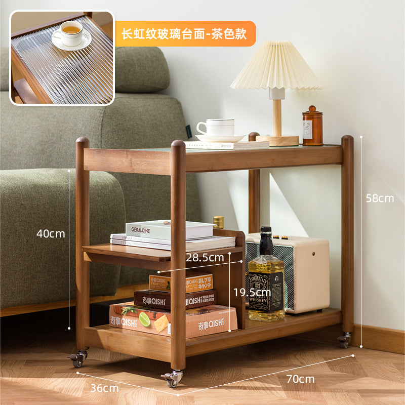 边几移动茶几茶桌简约小桌子迷你角几小方桌沙发边桌床头桌小推车 【悬浮边几】茶色68长(亚克力侧板)