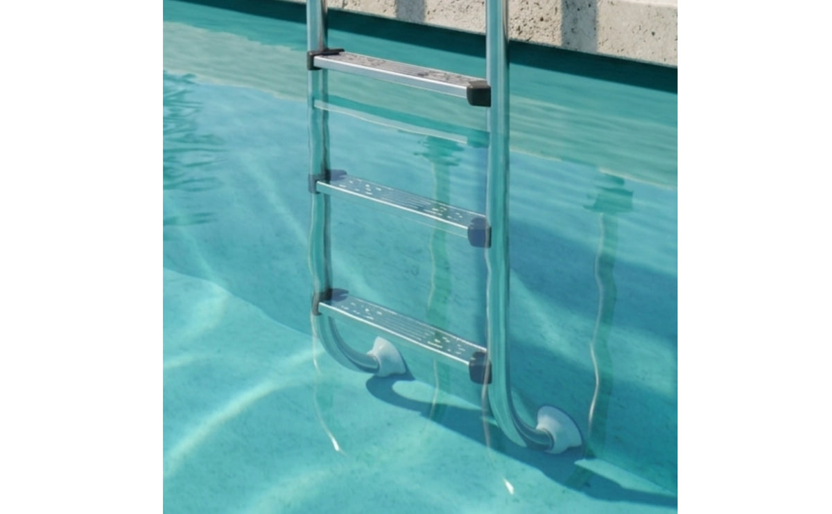 Stainless Steel 3-Step Pool Ladder Rustproof Pool Ladder with Step Pads Polished Long-Lasting for Swimming Pools