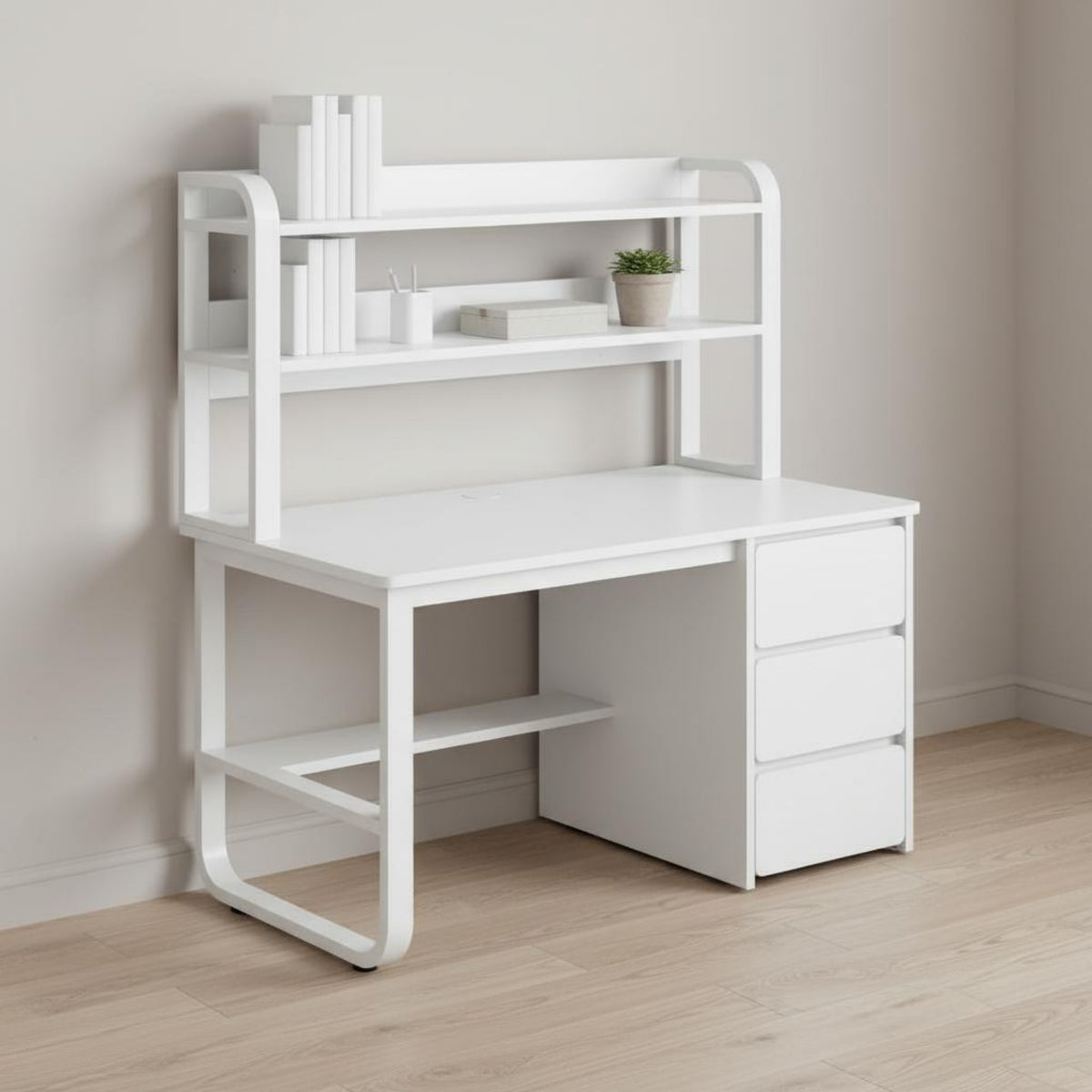 Study Desk with Storage Shelves Multi-Functional Desk with Bookshelf Space-Saving Computer Workstation for Students, Bedroom