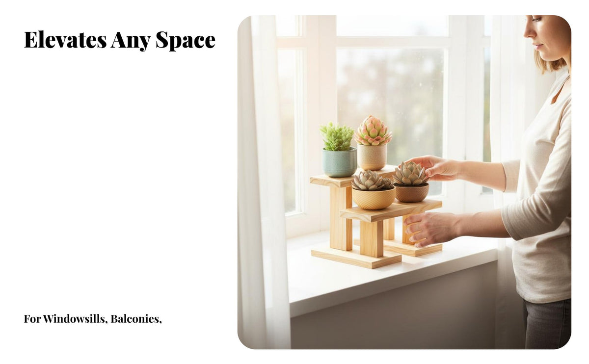 Multi-Tier Plant Stand Solid Wood Construction 3-Tier Plant Stand Sturdy and Multi-Tiered Flower Pot Holder for Balcony, Windowsill, Office
