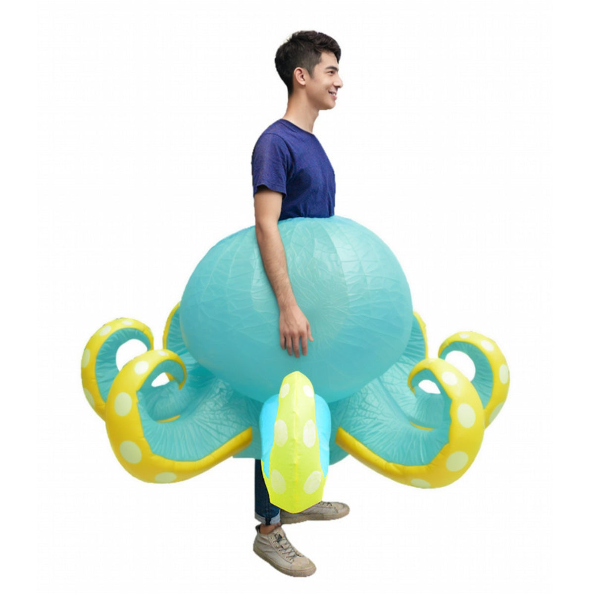 210T Material Inflatable Eight-Armed Sea Creature Costume Curled Tentacles Inflatable Eight-Armed Sea Creature Suit Fan Powered Inflatable Tentacle Costume Battery Box