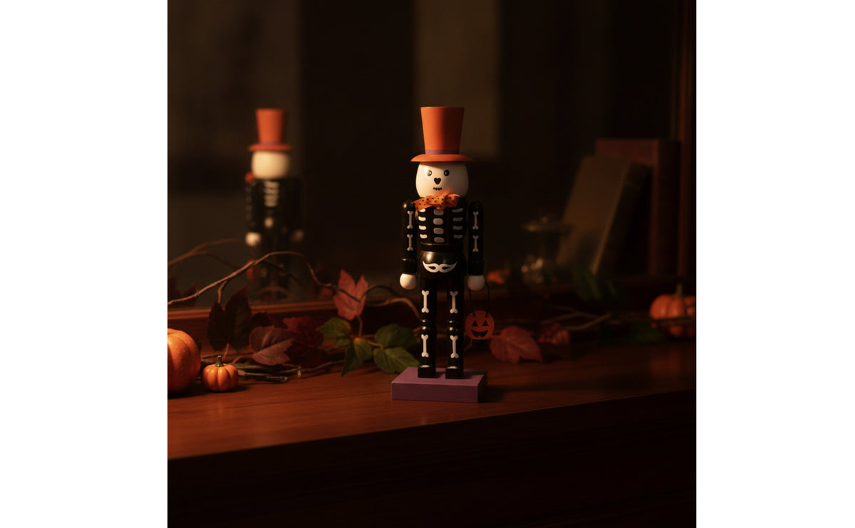 Halloween Nutcracker Wooden Skeleton Nutcracker Decorative Decoration for Collectors, Hosts, Mantel, Entryway