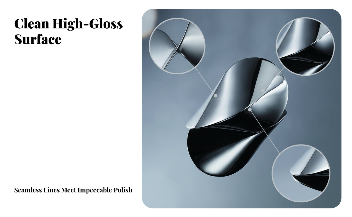 Sculptural Mirrored Stainless Steel Oloid Polished Folded Metal Form Curved Contours